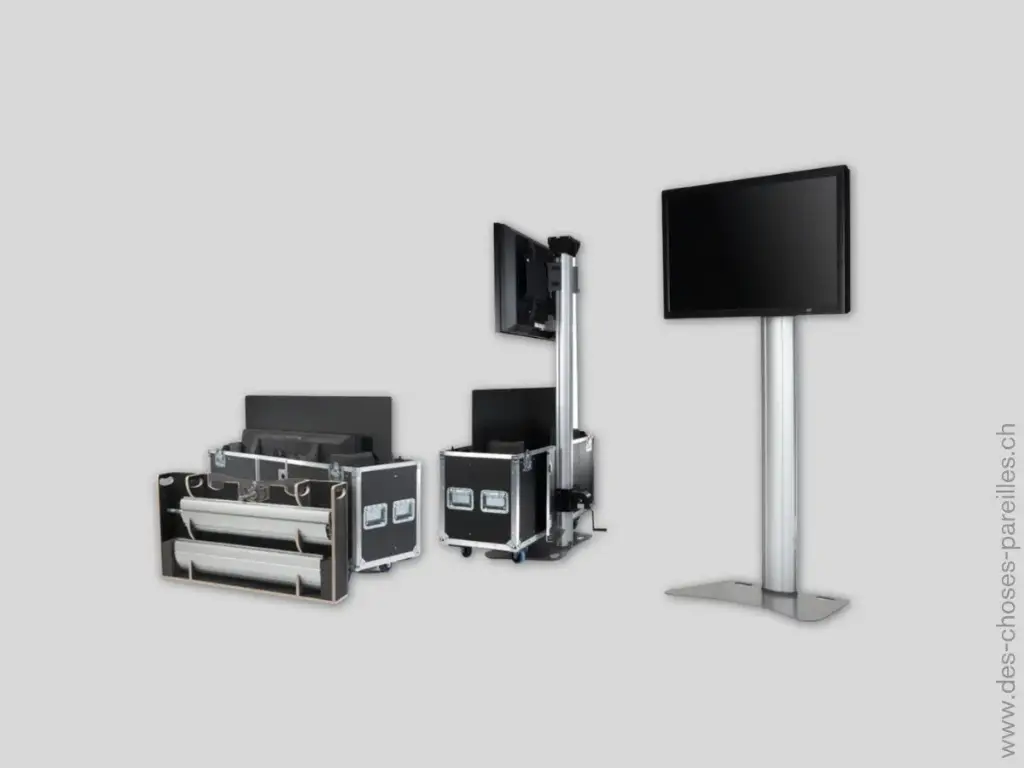 Pied pour écran 65" et caisse de transport